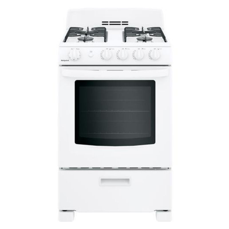 Hotpoint RGAS300DMWW: 24″ FRONT-CONTROL FREE-STANDING GAS RANGE WITH LARGE WINDOW