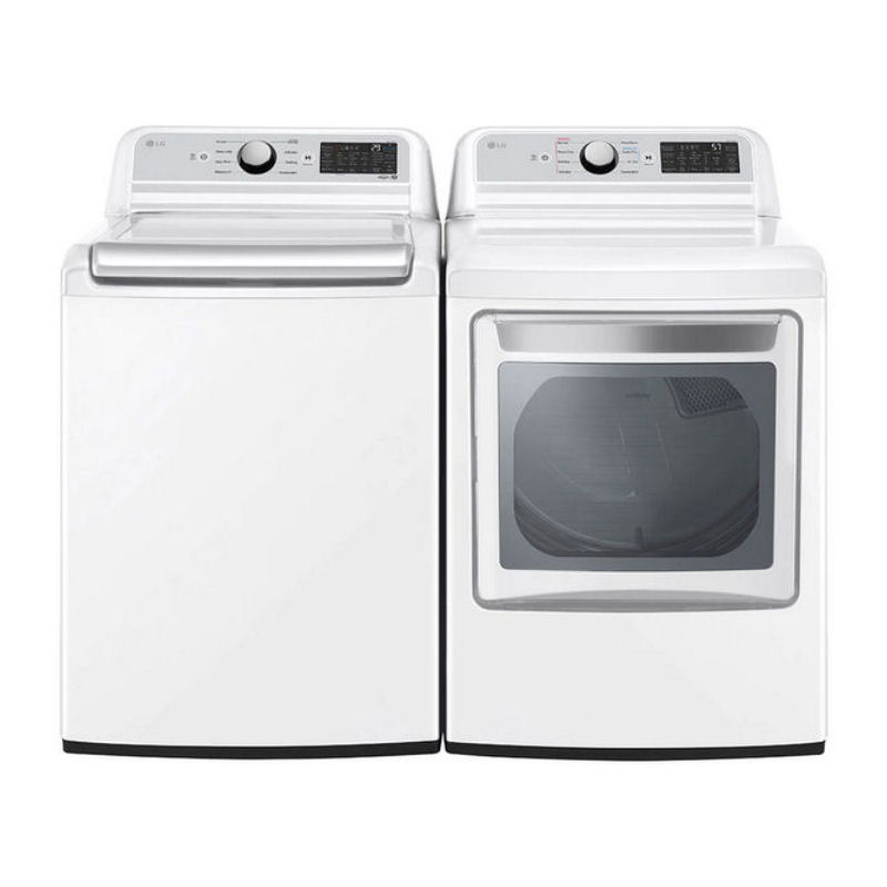 LG WT7400CW + DLG7401WE: Top Load Washer and Gas Dryer Set
