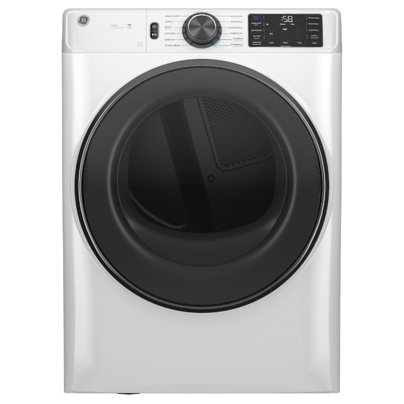 GE GFD65ESSVWW: 7.8 cu.ft. Front Load Electric Dryer with Steam and Sanitize Cycle (Electric)