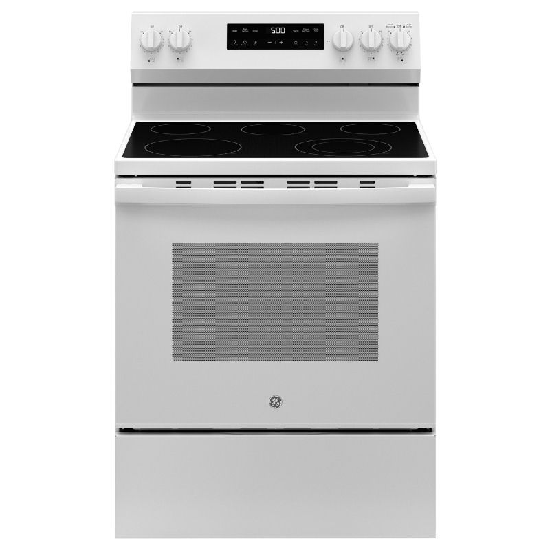 GE GRF500PVWW: Free-Standing Electric Range with Crisp Mode